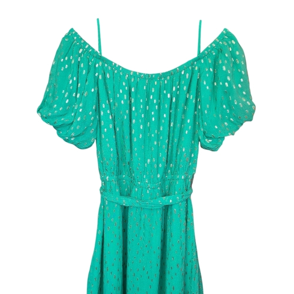 Lilly Pulitzer Tamie Off The Shoulder Midi Dress Botanical Green NWT Size Large - Picture 12 of 16